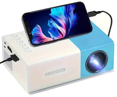 Mini Projecteur, Mini Projecteur Portable 1080P Full HD Supporté, Videoprojecteur avec Télécommande, Compatible avec HDMI/Audio/Smartphone/Tablette/PC/TV Stick/USB/AV (Bleu)