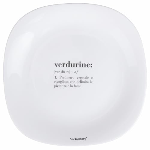 Villa d'Este Home Tivoli 1996 Victionary Verdurine - Juego de 6 platos llanos cuadrados de cristal opalino, 28 x 28 cm