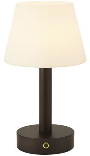 Jocca - Lámpara de Mesa LED Recargable con Sensor Táctil | 3 Tonos de Luz Cálida y Fría | Madera Natural u Oscura | Batería 2000 mAh | Regulable | Cable USB-C Incluido (Madera oscura)