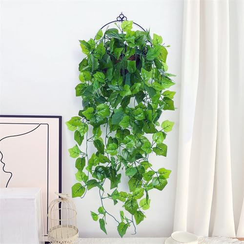KASESSS Fake Plants Trailing, 110cm Hanging Artificial Plants Indoor, Fake Vines Hanging Plant, Fake Ivy Leaves Decoration, Artificial Hanging Plants for Home Indoor Room Outdoor Wedding Wall Office