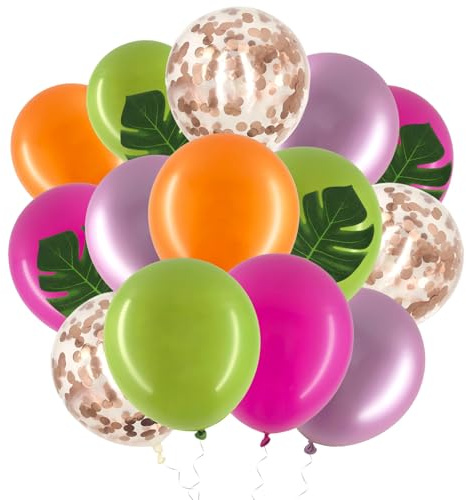 Set de Décoration de Fête Hawaii, Guirlande de Ballon Hawaïenne, Kit Arche Ballons Tropical avec Ballons Latex Feuilles de Palmier, pour Anniversaire Mariage Safari Fête Tropicale d'Été