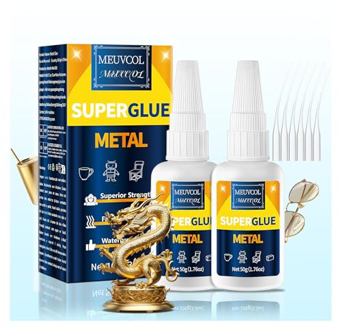 Meuvcol Metal Glue 100g - High Strength Bonds Super Glue For Metal, Aluminum, Stainless Steel, Craft - Strongest Metallic Adhesive Weld, Fast & Clear, Liquid Adhesive For Plastic, Wood,Rubber