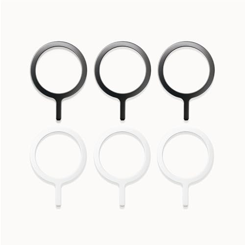 Lunpoem 6PCS Metal Ring Sticker Magnetic Phone Case Conversion Kit, Support Wireless Charging,Magnetic Case Accessory, Wireless Charging Metal Ring Support, Conversion Kit for Cases