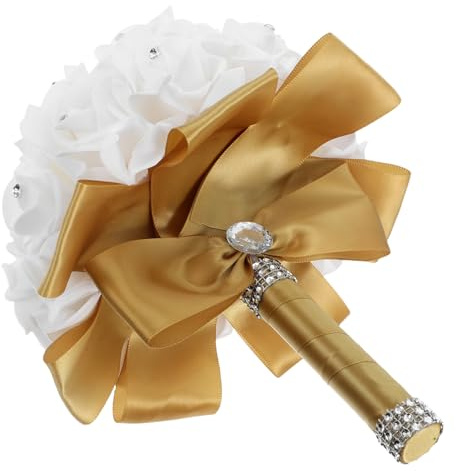 DECORNIJIA Bouquet da Sposa Artificiale con Fiori Simulati Resistenti e Leggeri per Sposa Damigelle e Decorazioni Matrimoniali o Casa