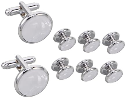 WATIIFUFU Manschettknappar och Skjortknappar för Kläder Polerad Rund Skalskärm Fransk Stil Cufflinks för Formella Bröllop och Affärsarrangemang