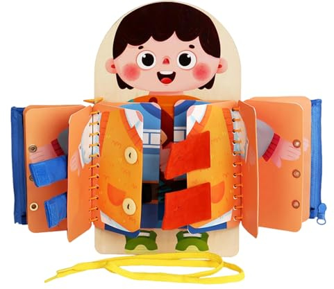 Pizarra de actividades – Pizarra de trabajo de aprendizaje temprano | Juguete educativo multicapa para practicar habilidades de la vida con cremallera y cordones para niños en preescolar