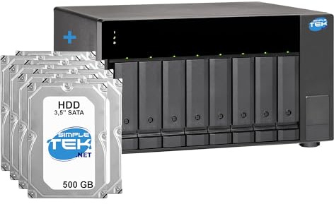 SIMPLETEK - Sistema di Archiviazione NAS 8-Bay JBOD USB-C con 8 Slot 3.5/2.5 SATA, Con 8x HDD da 500GB (4000GB) - (Ricondizionato)