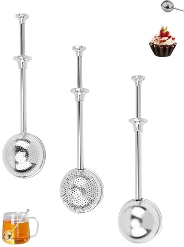 Fokroin Boules de Thé avec Teleskopgriff, 3 Pièces, 304 Inoxydable, Filtre à Thé avec Poignée Longue, faciles à nettoyer, Mailles Fines, pour Infusion en Vrac, Rose, Café, Épices