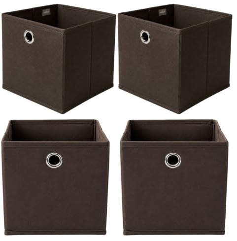 Murago 4er Set Aufbewahrungsbox 20x20x20 cm Braun Faltbox Würfelbox Stoffbox