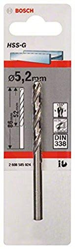 Bosch 2 608 585 924 - Broca para metal HSS-G, DIN 338 (5,2 x 52 x 86 mm)