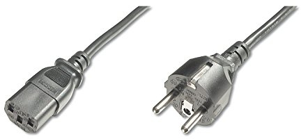 DIGITUS Cavo di collegamento alla rete - 1,8 m - da CEE 7/7 (Tipo-F) a C13 - spina/presa - H05VV-F3G - 0,75 mm² - Cavo di alimentazione