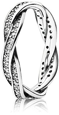 Pandora Timeless Ring, geflochtenes Pavé, Silber, mit Cubic Zirkonia
