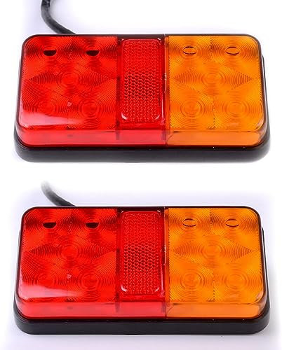 Buding 2 x 12V LED Rear Tail Stop Light Indicator Lamp Truck Trailer Lorry Van Caravan