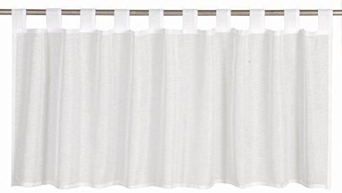 Elbersdrucke halbtransparente Bistrogardine Effecto 00 weiß 48 x 140 cm Scheibengardine für Küche Küchenfenster Sichtschutz 196554