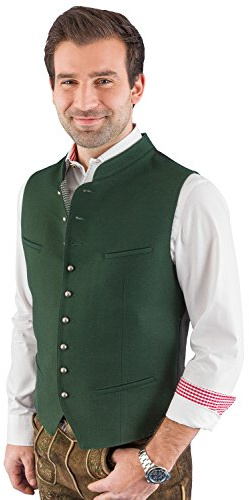 Hammerschmid Trachtenweste Max tanne ohne Ärmel, klassische Lodenweste für Herren, elegantes Gilet für Männer, grün