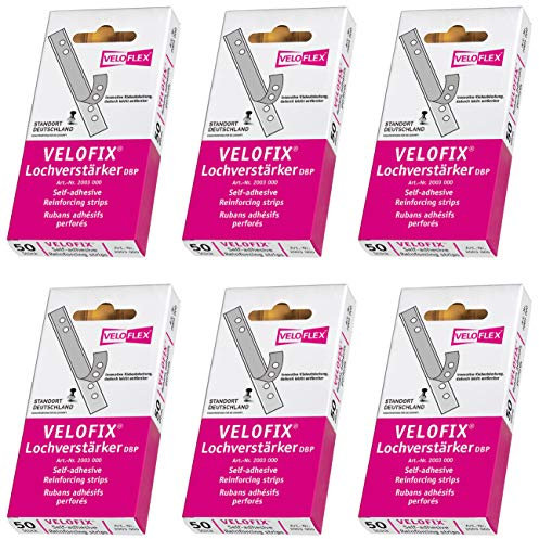 VELOFLEX Lochverstärker 105 x 15 mm, 50er Packung, selbstklebend, glasklar (6)