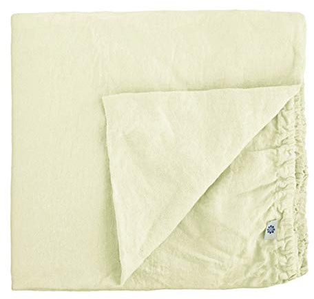Linen & Cotton Weicher Griff Spannbettlaken Spannbetttuch Bettlaken mit Gummizug Alicia -100% Leinen Gewaschen, Ecru Weiß (140 x 200 cm) Laken Leintuch Betttuch Hoch Bettwäsche Bett Doppelbett Sommer