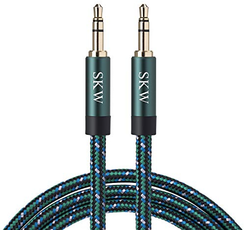 SKW Cavo Aux 3,5mm (audio Hi-Fi), Cavo Audio Jack Maschio a Maschio per stereo domestico, iPhone, iPod, IPad, Echo Dot, Sony ecc. (1M,Verde)