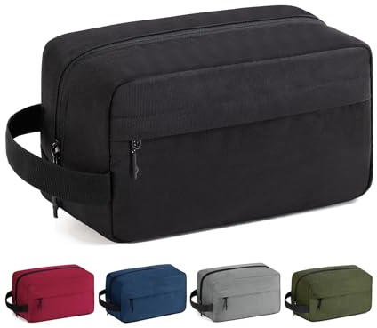 Vorspack Reise Kosmetiktasche Herren, Tragbar Kulturbeutel mit Rasierfach | Wasserdicht Kulturtasche, Leichte Canvas Make Up Tasche, Toilettenorganizer Geschenke für Männer