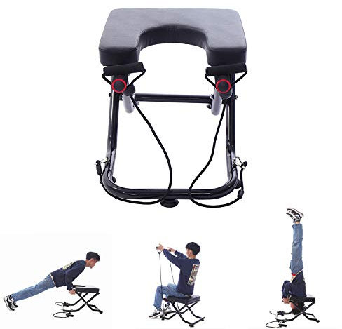 BAIAA Faltbarer Yoga Hocker, Yoga Assisted Inverted Chair für Workout und Yoga Praxis, Stressabbau und Bodybuilding, PU Stahlrohr Inverted Workbench