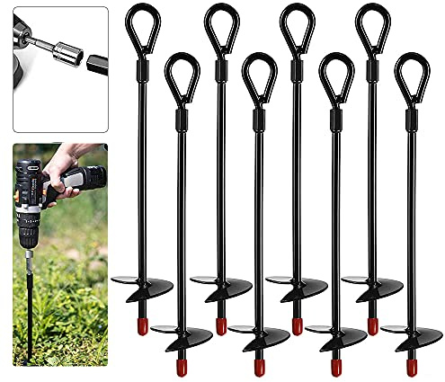 Yemetey 8pcs Ancoraggio A Terra Da 38 Cm, Picchetti Tenda Campeggio In Acciaio, Per Ancoraggio A Terra, Ideale Per Giardino, Campeggio, Trampolino E Tende