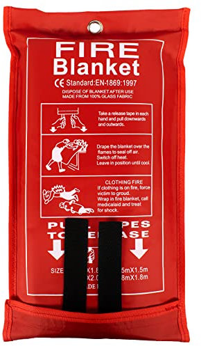 FLASLD Couverture anti-feu pour la maison et la cuisine - Couverture d'urgence en fibre de verre pour personnes - Protection ignifuge et isolation thermique (1,8 x 1,8 m)