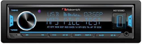 Nakamichi NQ723BD 1 DIN bilstereo bilradio stöd Bluetooth USB AUX i tuner FM-radio stereo med avtagbar frontpanel