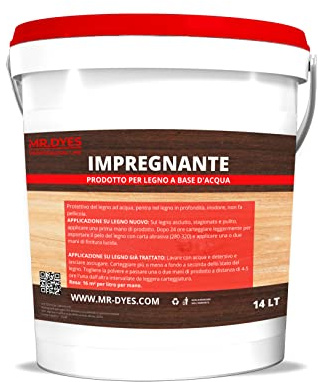 IMPREGNANTE ALL'ACQUA PER LEGNO PER INTERNO ED ESTERNO da 1-5-14 LT (14 LT, NOCE CHIARO)