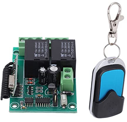 Interruttore Remoto Relè 12V Interruttore Telecomando RF Wireless Kit Ricevitore Trasmettitore 433.92MHZ Telecomando Universale per Luci Ventilatore Soffitto Apriporta Garage Cancello Auto e Altro