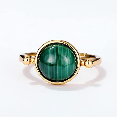 HGJH Ring Aus 925Er Sterlingsilber, Verstellbare Ringe Für Frauen Rund Malachit 925 Sterling Silber Knöchelringe Vergoldet Hochzeit 7 Chakra Ringe Versprechen Ringe Für Mädchen Damen