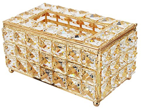 Duiaynke Multifunktionale Kosmetiktuchbox, Aufbewahrungsbox, Serviettenetui für Esszimmer, Schlafzimmer, Büro (Golden)