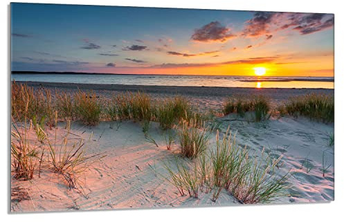 Herdabdeckplatte 80x52 cm 1-teilig Ceranfeldabdeckung Induktion Herdschutz Spritzschutz Glasplatte Deko Schneidebrett, Strand Sonne