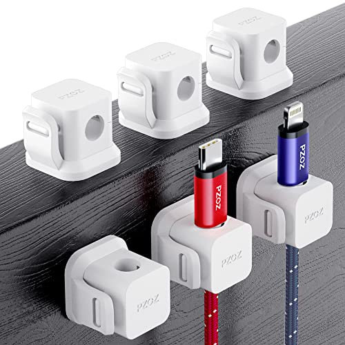 PZOZ 6 Stück Kabelhalter Kabelclips，für Netzkabel, Cable Ladekabel，Schreibtisch Kabelmanagement，Kabel Organizer，Organizer Schreibtisch und die meisten anderen Kabel (Weiß)