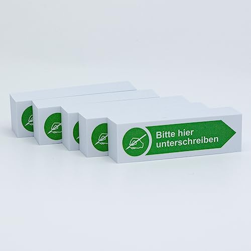 Litfax Haftnotizen Klebezettel Bitte hier unterschreiben, 5 Stück je 100 Blatt Sticky Notes – Post It Haftstreifen in Grün mit Pfeilrichtung nach rechts