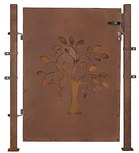 ESTEXO Gartentor Gartentür Rost Zauntür Hoftor Hoftür Gartenpforte Gartenzaun Garten (Gartentor Baum / 80 cm)