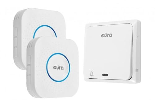 Eura-Tech Chill-out WDP-82H2 - Timbre inalámbrico sin batería para Exteriores (Resistente al Agua, Alcance de 100 m, 58 Tonos, 4 Niveles de Volumen), Dos receptores