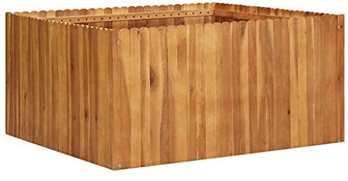 LAPOOH Garten-Hochbeet, Palettenrahmen, Hochteich, Gemüsebeet, Kräuterregal Balkon, Blumenbeet, Kräuterspirale, Tomatenbeet, Pflanzhochbeet, 100 x 100 x 50 cm Massivholz Akazie