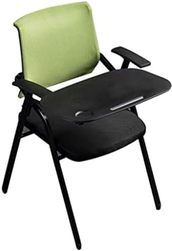 Stapelbarer Stapelstuhl, klappbarer Bürostuhl, Schulungsstuhl mit übergroßem Schreibblock, klappbarer Konferenz-Schulungsstuhl, grün, 49 x 57 x 86 cm