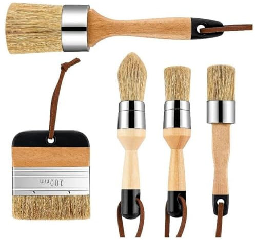 Trisoye Chalk and Wax Paint Brush Round Wax Brushes for Waxing Furniture, Chalk Paint Brush for DIY Painting and Waxing Tool