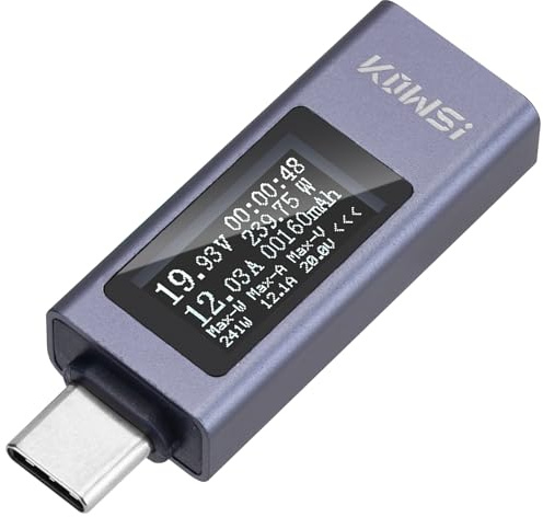 MakerHawk USB C Power Meter, USB Multimeter 4-30V 0-12A Voltage Current Capacity Energy Power Digital Tester for Tablet Chargers Power Bank Cable