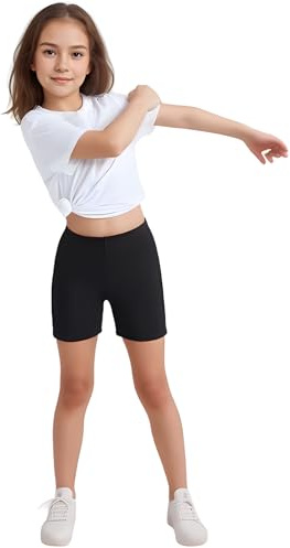 L S U Girls Cotton Shorts Summer Sports Cycling Dance Leggings Stretchy Breathable Shorts (Blk 7-8 Pack of 1)