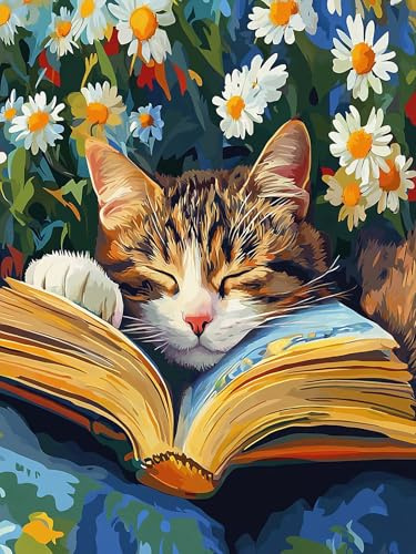 VAIIEYO 5D DIY Diamond Painting Katt, Diamantmålning Kit Djur, Strass Broderi Korsstygn Kit Tillbehör Konst Hantverk Kanvas Väggdekor Klistermärken Heminredning 30 x 40 cm-48