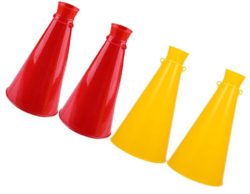 Milisten 4 Stück Kunststoff Handlautsprecher Noisemaker Zum Anfeuern Kleines Handsprechgerät Für Sportveranstaltungen Partys Schul Outdoor-aktivitäten Lautes Cheer-jubelhorn in Gelb Und Rot