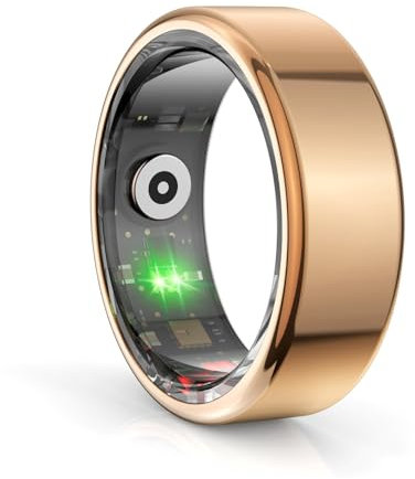 CYQQRDZSW Smart Ring Health Tracker, Bague Connectée Homme&Femme, Anneau de Sommeil À Piles Longue Durée(Gold,9#)