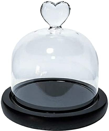 ZXBAODAN Heart Cake Plate with Lid Rose Glass Dome Glass Bell Glass Cheese Dome Cake Bell Cake Dome Food Dome Cover Cake Covering Hood for Miniature Ornament Dessert Stand-2Pcs