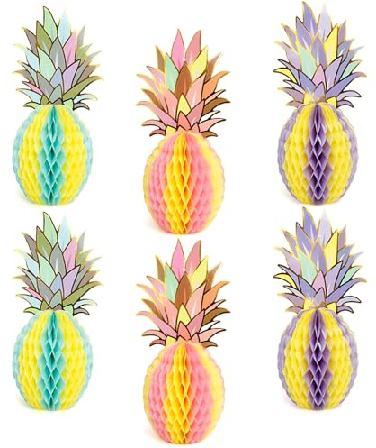 6 Stück Papier-Ananas-Wabendekorationen, Ananas-Papierkugeln, Obstdekorationen für Obst-Mottopartys