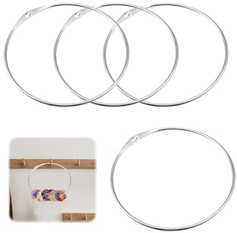Lot de 4 grands anneaux en métal - Diamètre : 150 mm - Pour accrocher des clés, des serviettes, argenté, 150mm