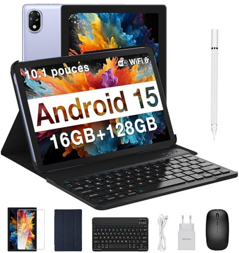 DOOGEE U10 (2025) Tablette Android 15, Tablette 10 Pouces 16Go RAM+128Go ROM(2To TF), GMS Tablette Tactile, WiFi 6, Widevine L1, 5060mAh, BT 5.0, 2 en 1 Tablette avec Clavier Souris- Violet