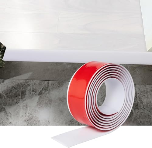 3 Meter Flacher Bodenübergangsleiste Selbstklebender Übergangprofil Türschwellen-Übergangsvinyl Laminat-Bodenbelagsleisten Bodentrennstreifen Fußböden Abdeckleisten, 5cm Weiß