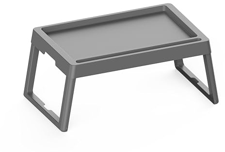 Go Practic Faltbare Betttisch Grau, Serviertablett Schoß Schreibtisch, Laptoptisch, Betttablett mit Tassen Schlitz, zum Essen, Lesen, Arbeiten 25,5cm Klappbar Frühstückstablett